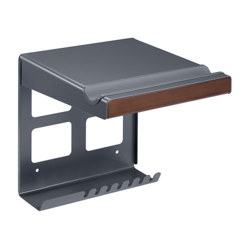 On-Wall Bike Storage Rack with Open Shelf & Hooks Black | TVB-140