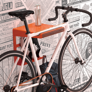 On-Wall Bike Storage Rack with Open Shelf & Hooks Orange | TVB-141