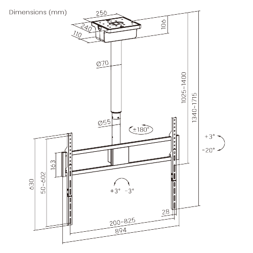 Wolff Mount TVB-153 tv ceiling mount – product view