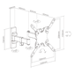 Wolff Mount TVB-102 full-motion TV wall mount – technical drawing and dimensions