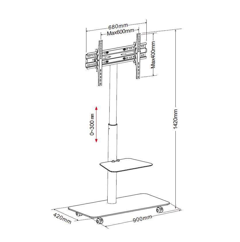 Wolff Mount TVB-59 tv floor stand – product view