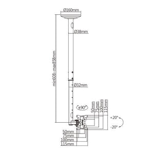 Support de plafond télescopique pour écran LCD | TVB-86