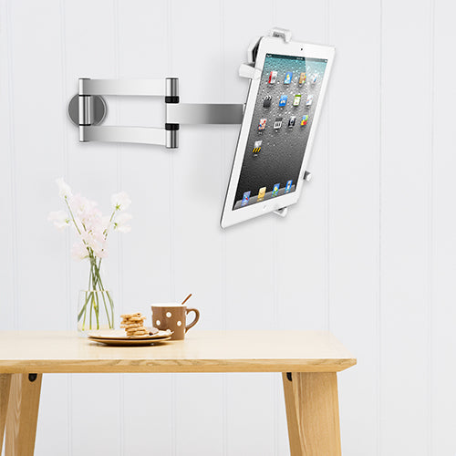 Support Mural Réglable Pour Tablette Et Smartphone – Bras Articulé Aluminium Pour Cuisine, Chambre, Bureau (4-12.9 Pouces)